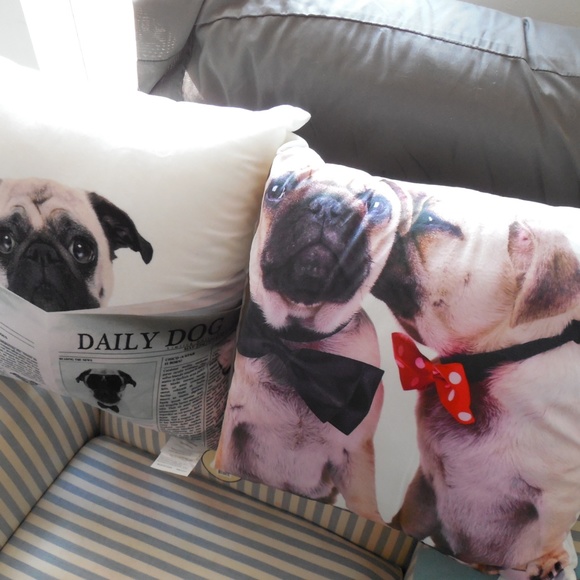 NEW LOT OF 2 SUPER SOFT CUTE PUGS PILLOWS 18"-20"! - Picture 4 of 4